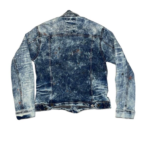 Copper Rivet Denim Jacket Men’s Size Small Acid Wash Jean jacket - Picture 2 of 6